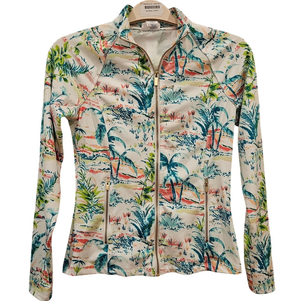 Sigrid Olsen Golf & Tennis Jacket Palm Print Full Zip Women's XS